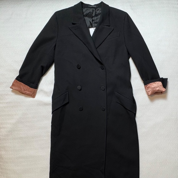 NWT Paul Smith Lightweight Wool Doublebreasted Maxi Coat Black Women's Size 8 - Picture 3 of 15